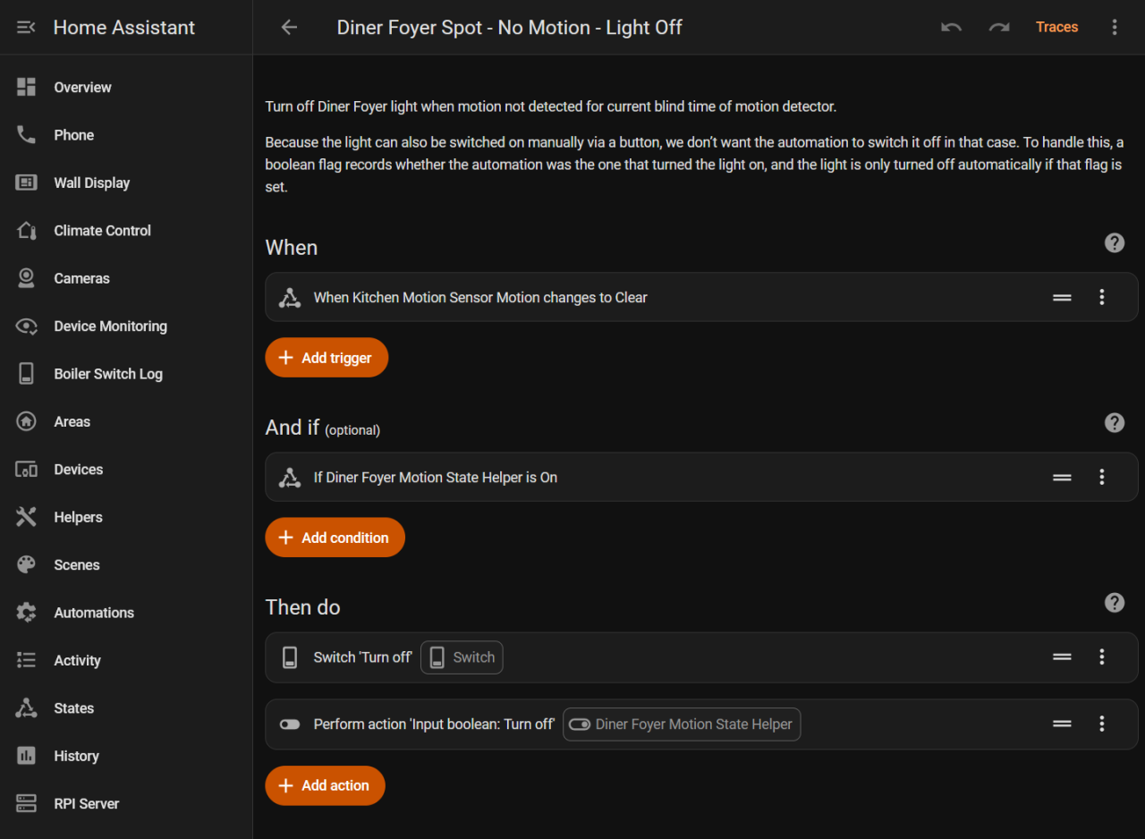 Motion Triggered Light Off